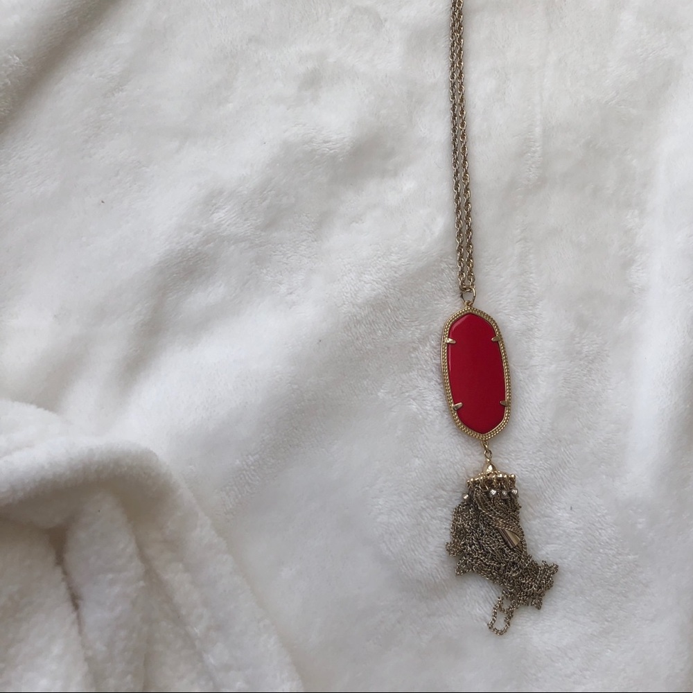 Red Kendra Scott rayne necklace.
